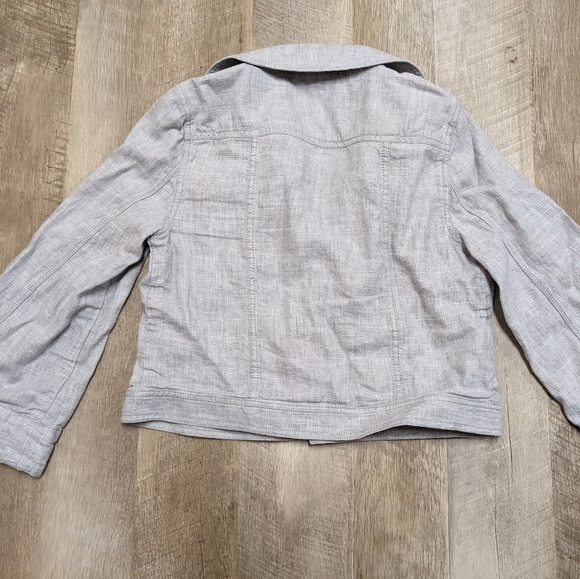 Loft Ann Taylor Gray Linen Blend Jacket Wide Sleeves - Picture 4 of 9